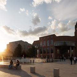 Pedestrian Level view of Ken Whillans Square